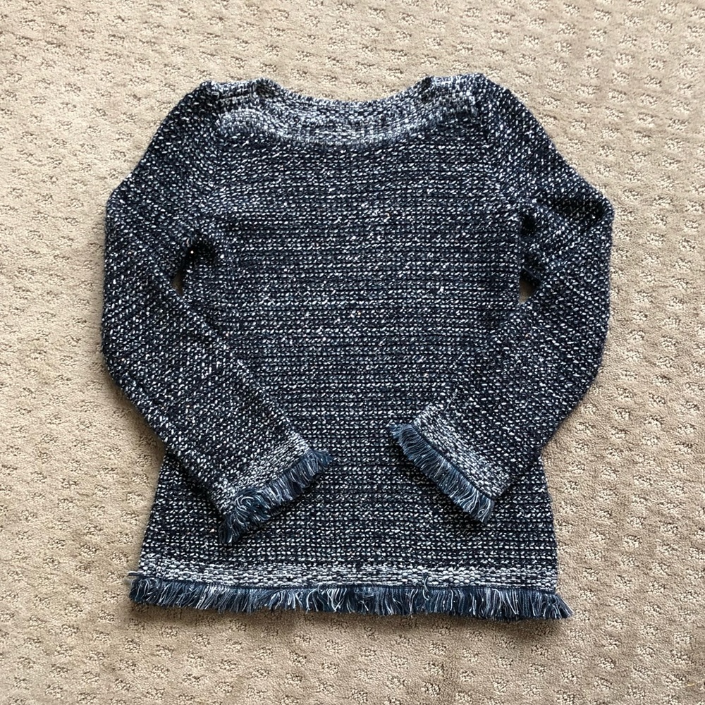 Ann Taylor Tweed Blue Sparkly Sweater